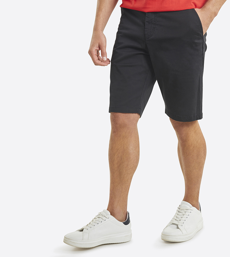 Buy Nautica Solid Mid Rise Chino Shorts In Black 6thStreet UAE