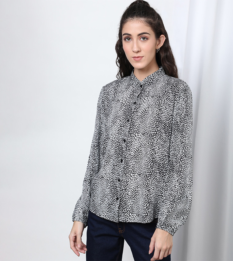 Ethnic Motifs Printed Mandarin Collar Shirt & Trouser