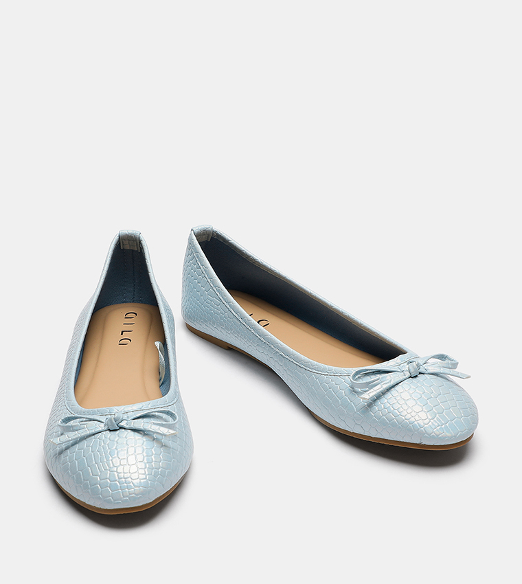 Buy HIS & HERS Textured Bow Ballarinas In Blue | 6thStreet UAE