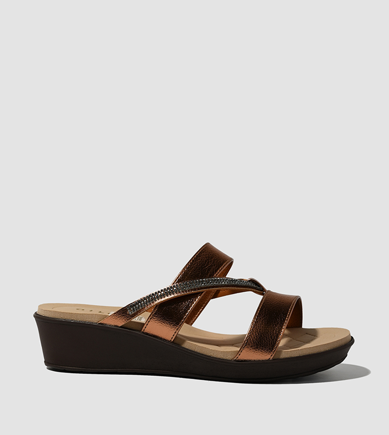 Buy HIS HERS Open Toe Platform Heeled Sandals In Bronze