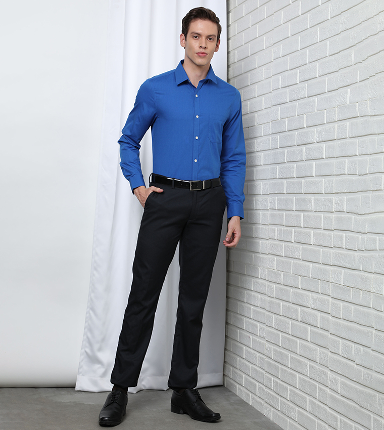 Buy Men Blue Regular Fit Formal Shirts Online - 172955