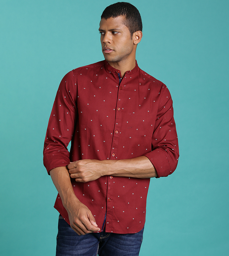 Maroon casual shirt shop