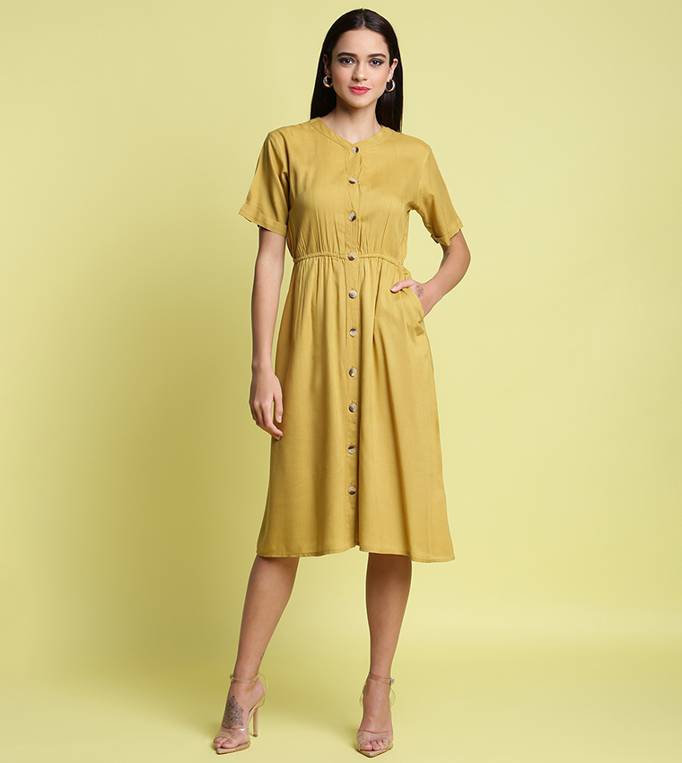 Mustard yellow casual outlet dress