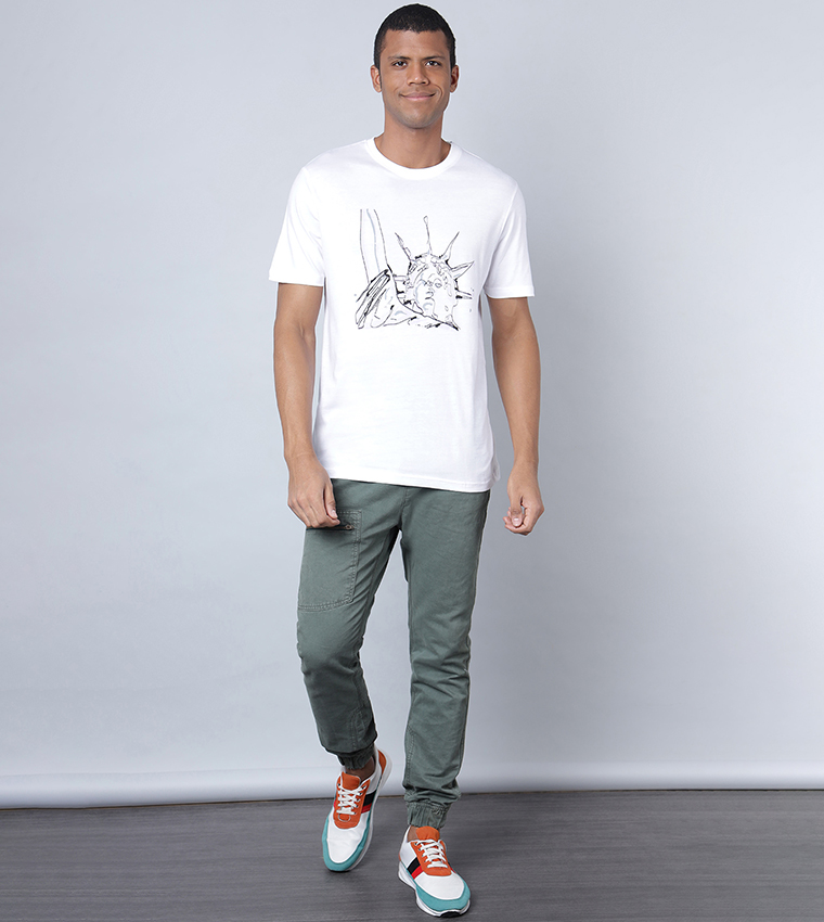 Buy DRIP Printed T Shirt In White 