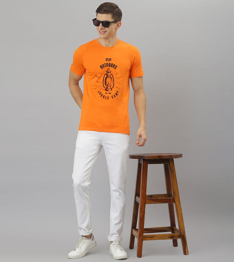 Buy OFFROAD Short Sleeve Crew Neck Casual Graphic T Shirt In Orange |  6thStreet Qatar