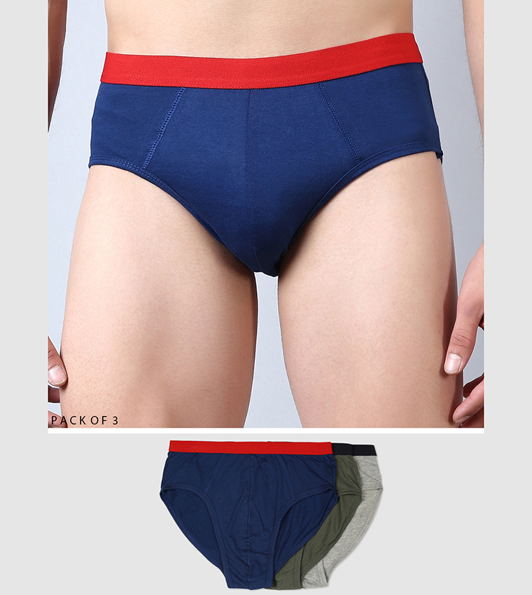 Buy HIS HERS Pack Of 3 Solid Brief In Multiple Colors