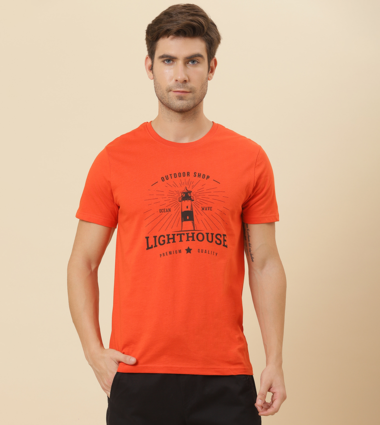 Buy QUWA Printed Regular Fit T Shirt In 