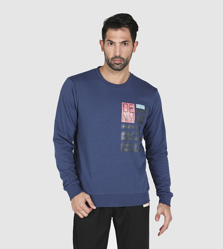 Buy HIS HERS Printed Long Sleeves Sweatshirt In Blue 6thStreet UAE