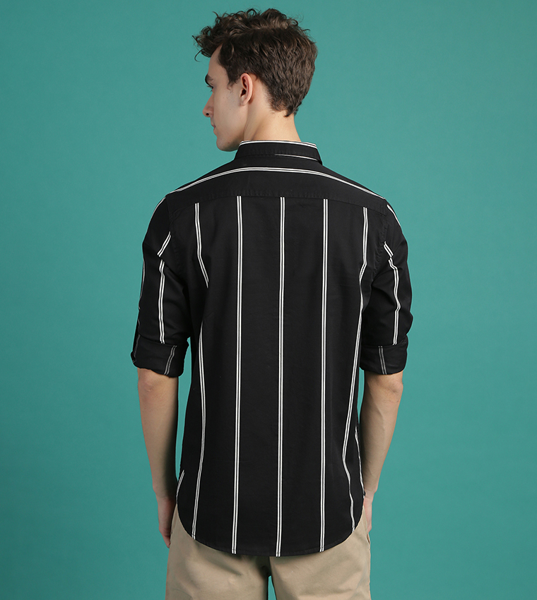 Buy His And Hers Slim Fit Striped Shirt In Black 6thstreet Saudi Arabia