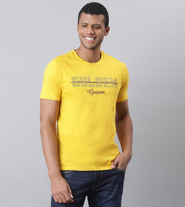 Yellow t shirt cheap with jeans