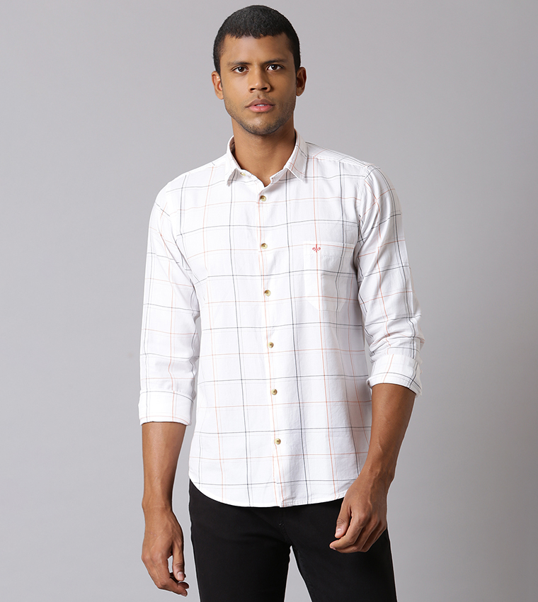 Men's Shirts, Casual, White & Check Shirts