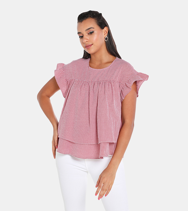 Flared Sleeve Layered Top