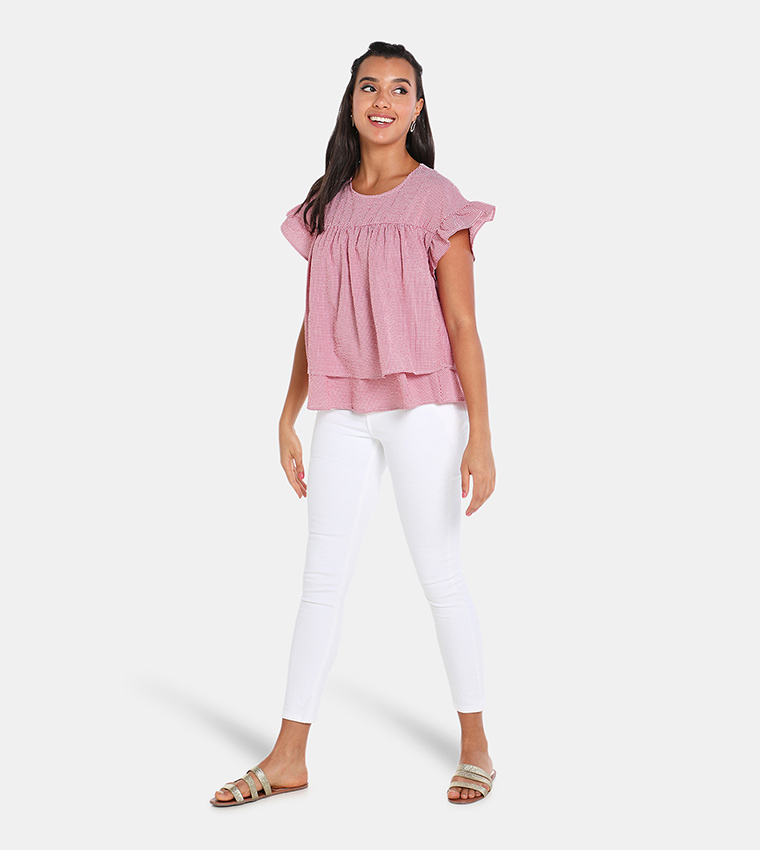 Flared Sleeve Layered Top