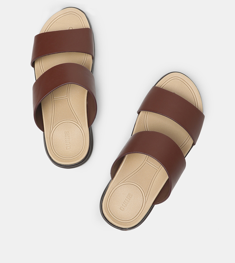 Buy HIS & HERS Solid Arabic Sandals In Brown | 6thStreet Qatar