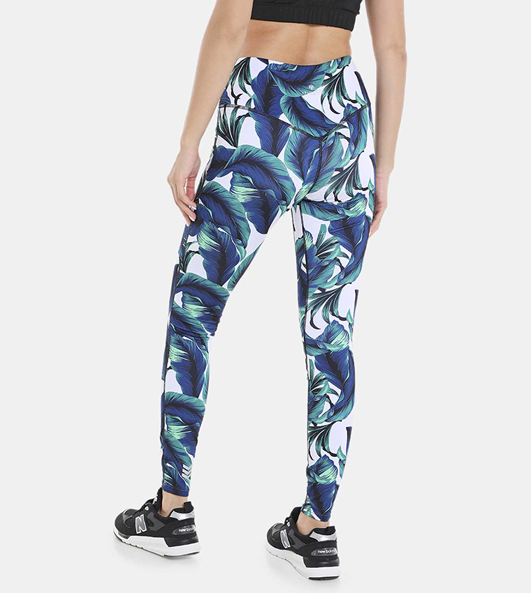 Buy HIS & HERS Printed Active Leggings In Blue