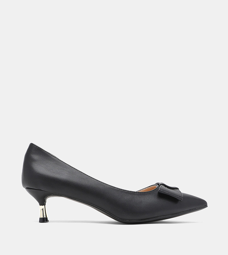 Buy HIS & HERS Pointed Toe Kitten Heels In Black | 6thStreet UAE