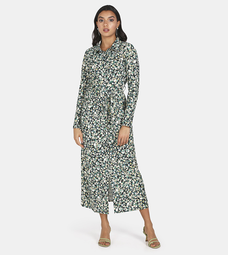 Floral Belted Maxi Dress
