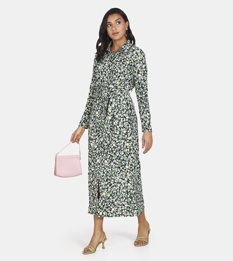 Floral Belted Maxi Dress
