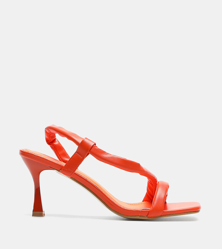 Buy HIS & HERS Slingback Open Toe French Heeled Sandals In Orange ...