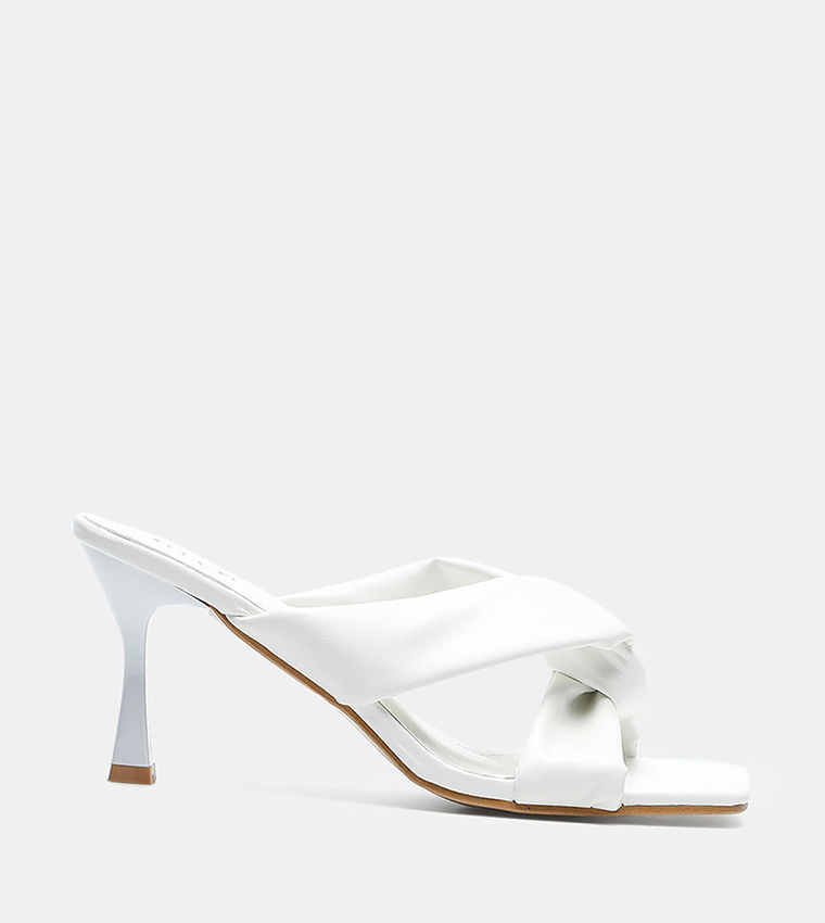 Buy HIS & HERS Cross Band Open Toe Heeled Sandals In White | 6thStreet UAE