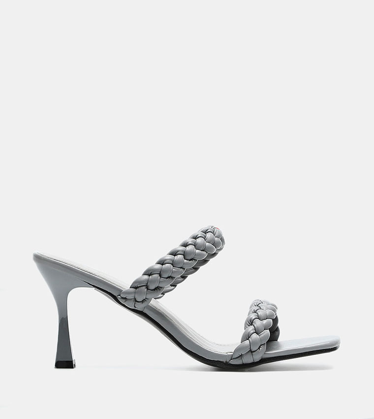 Grey best sale heeled sandals