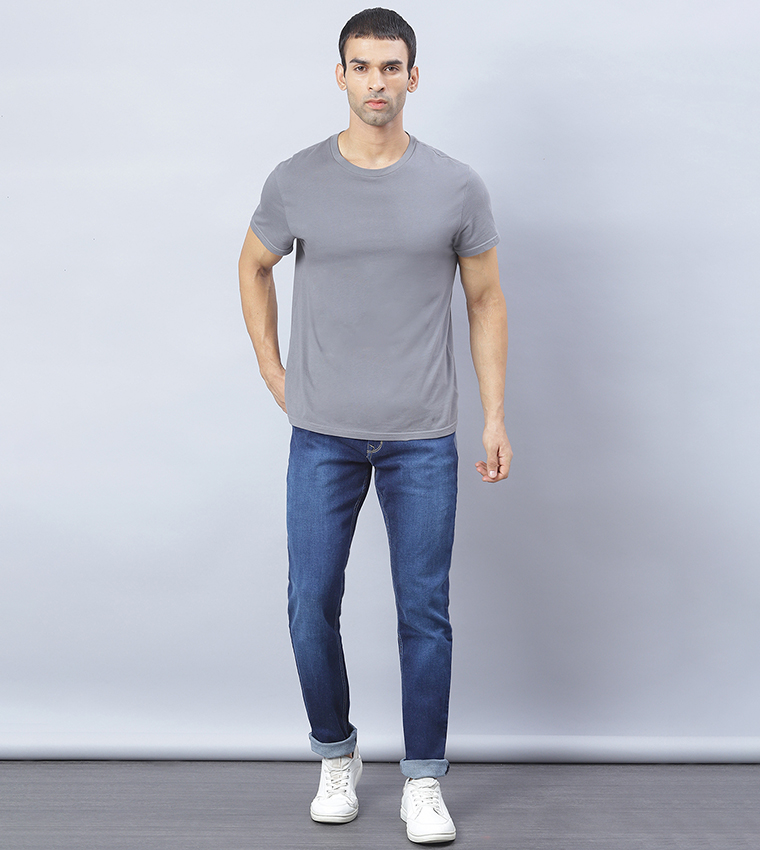 Buy HIS & HERS Slim Fit Denim Jeans In Blue | 6thStreet UAE