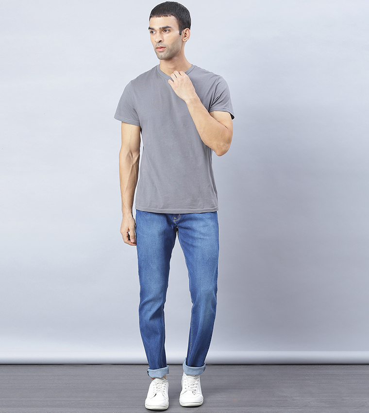 Buy HIS & HERS Slim Fit Denim Jeans In Blue | 6thStreet Qatar