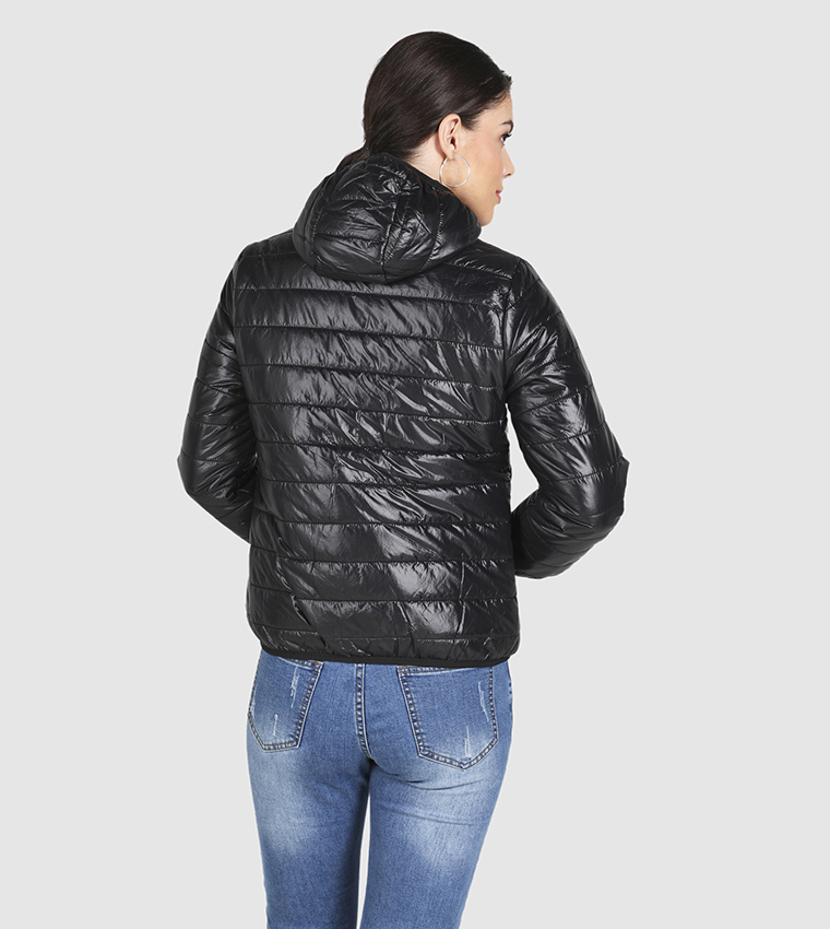 Buy HIS & HERS Regular Fit Puffer/Quilted Jacket In Black 6thStreet Qatar