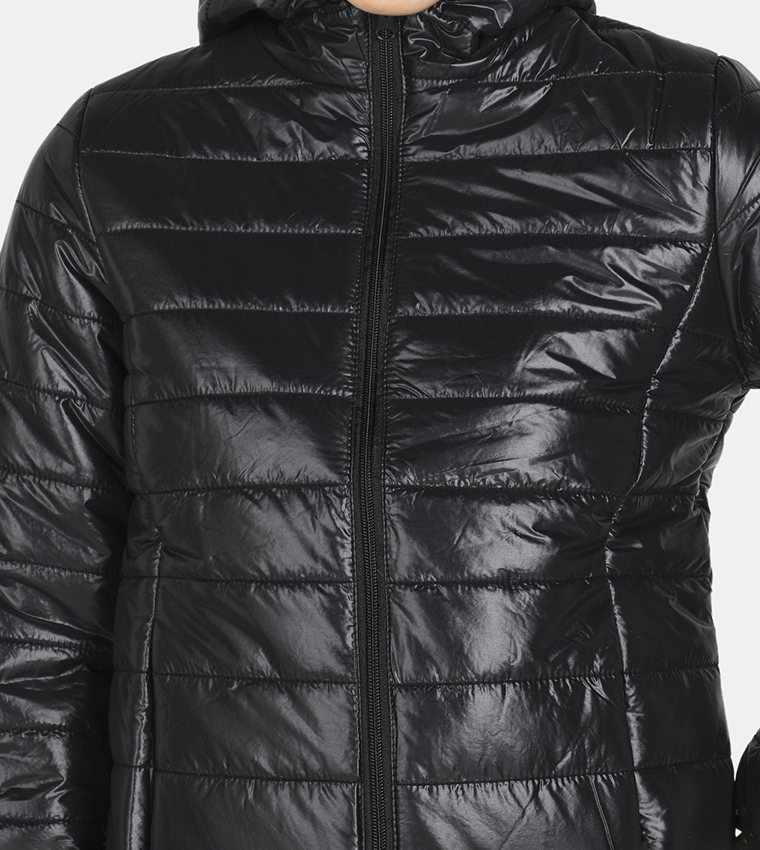 Buy HIS & HERS Regular Fit Puffer/Quilted Jacket In Black 6thStreet Qatar