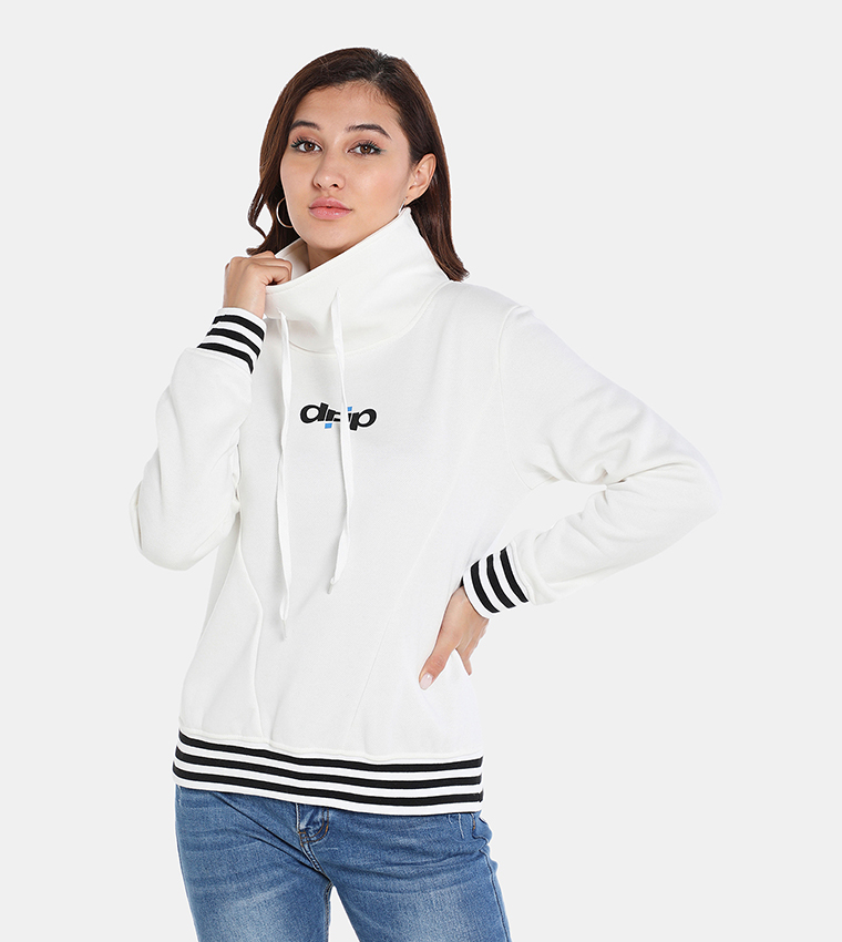 Striped hem clearance hoodie