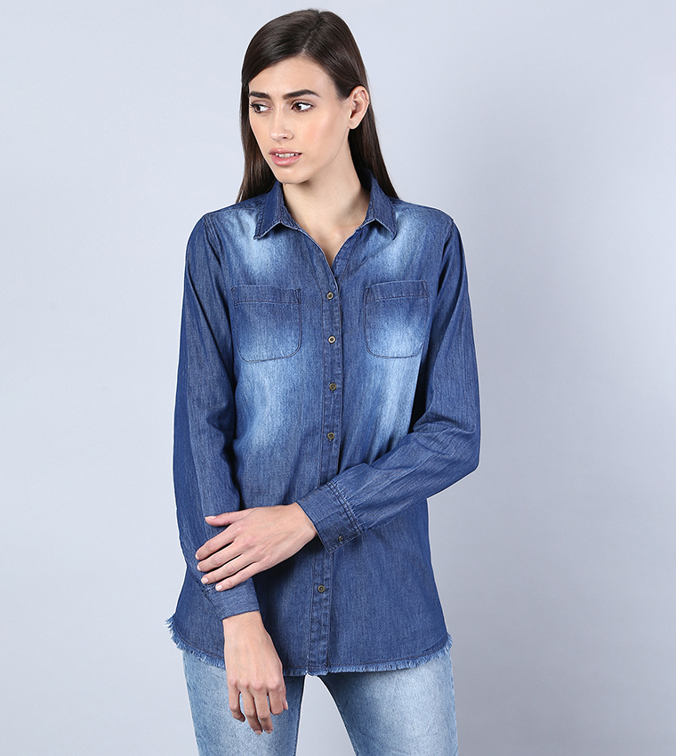 Jeans long shirt cheap for girl