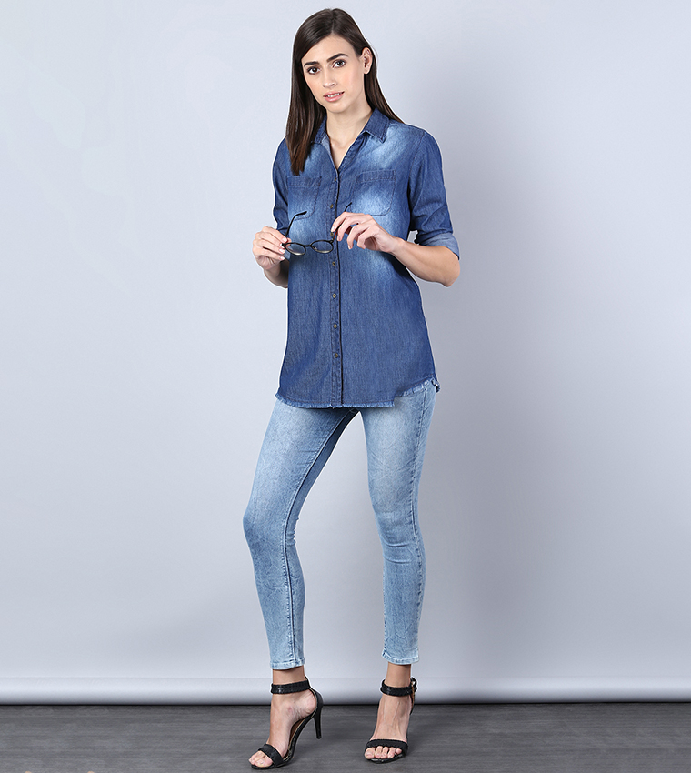 Blue jean hot sale tunic shirt