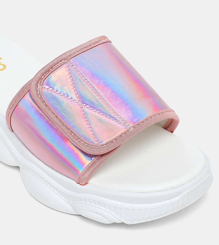 Buy HIS HERS Holographic Slides In Pink 6thStreet UAE