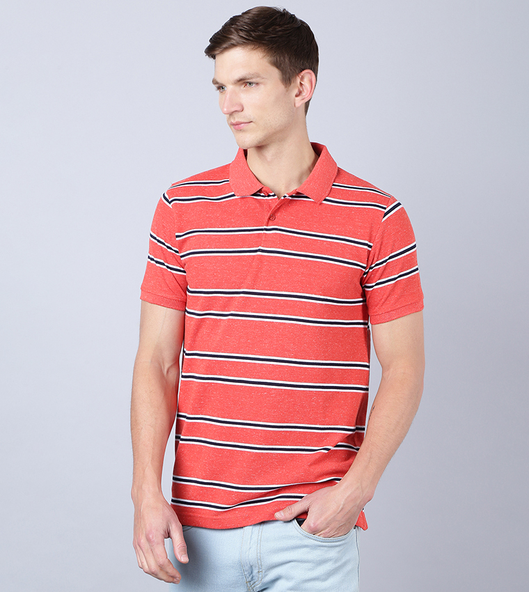 Orange striped 2025 polo shirt