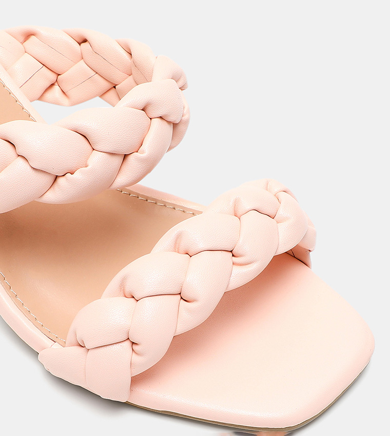 braided nude heels
