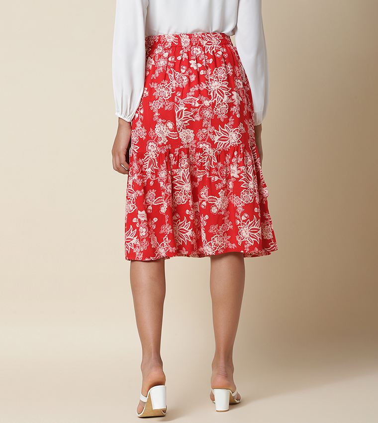 Knee length red skirts hotsell