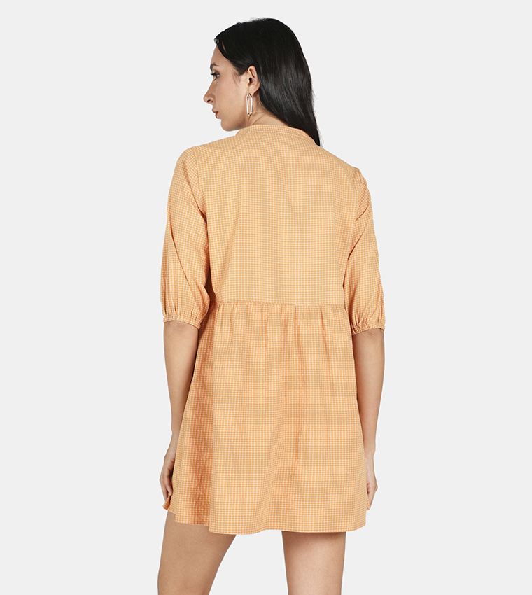 Orange button shop down dress