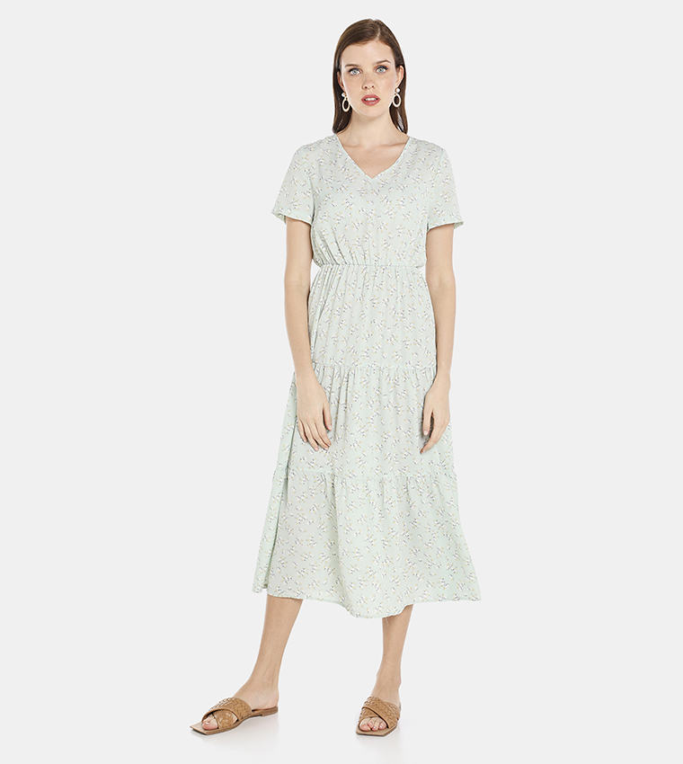 Printed Regular Fit Midi Dress