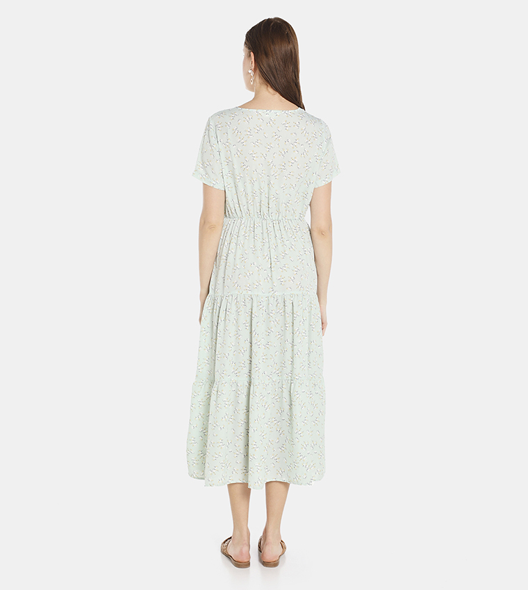 Printed Regular Fit Midi Dress
