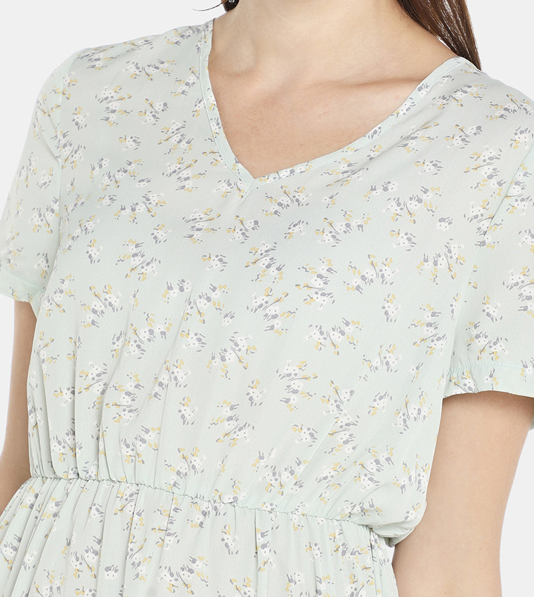 Printed Regular Fit Midi Dress