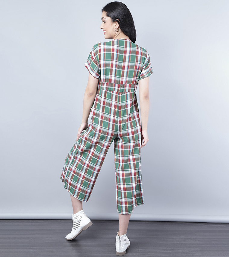 Plaid wide hotsell leg jumpsuit