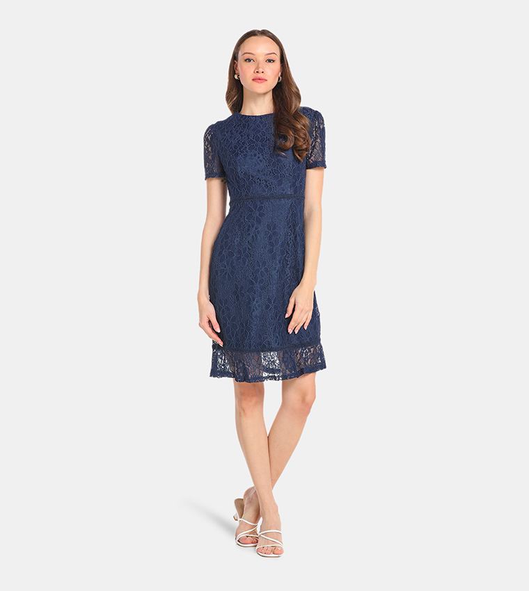 Buy HIS HERS A Line Lace Midi Dress In Blue 6thStreet Bahrain