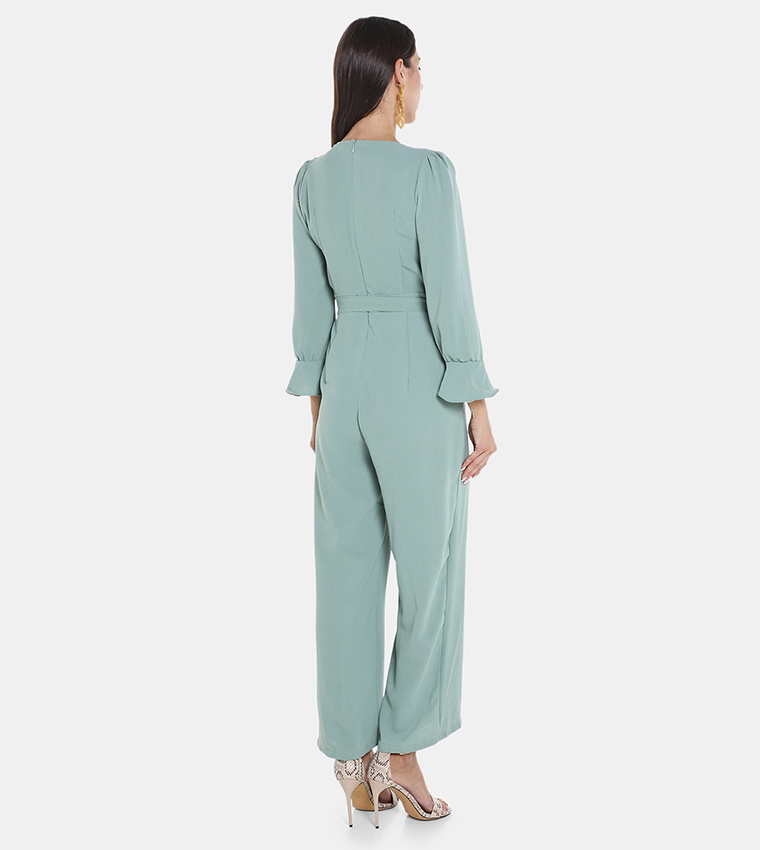 A solid woven jumpsuit