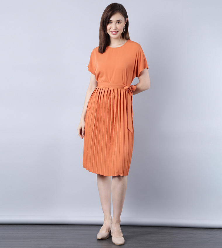 Orange full 2025 length dress