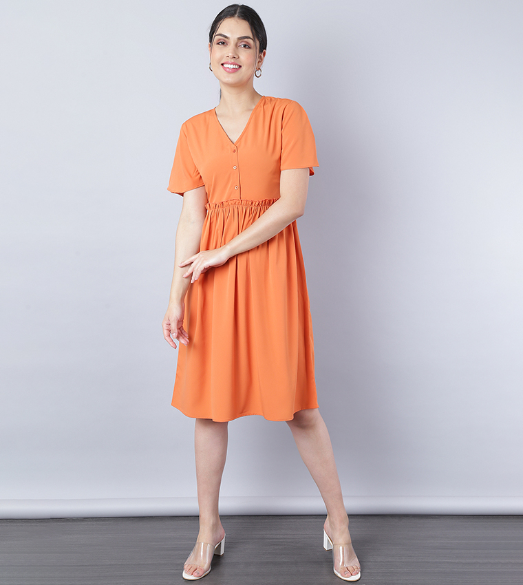 Orange dress 2024 with sleeves