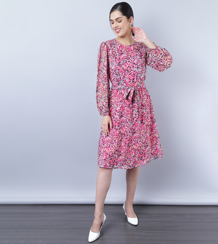 Buy Aila Printed Knee Length Dress In Multiple Colors | 6thStreet UAE