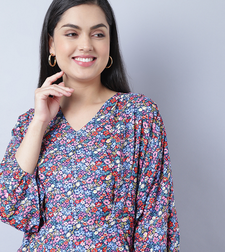 Buy Aila Printed Gathered Casual Tunic In Multiple Colors | 6thStreet UAE