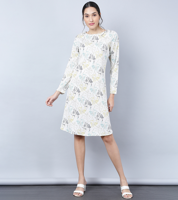 Buy His And Hers Printed Knee Length Dress In Beige 6thstreet Uae 6370