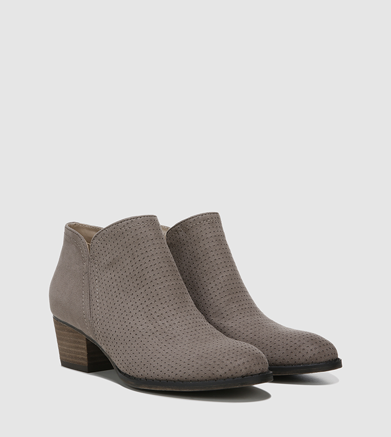 Grey block heel booties hot sale