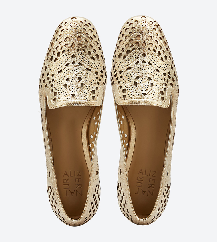 Buy Naturalizer Eve Cutout Detailed Block Heel Loafers Gold In Gold 6thStreet UAE